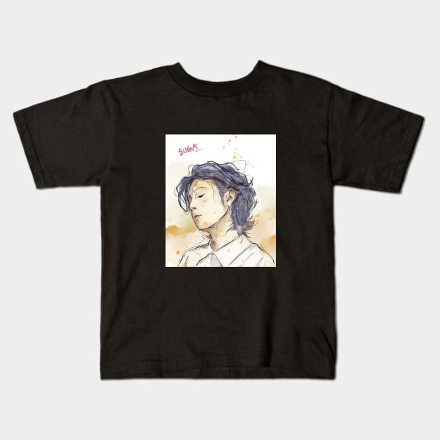 Agust D Suga long hair Kids T-Shirt by witart.id